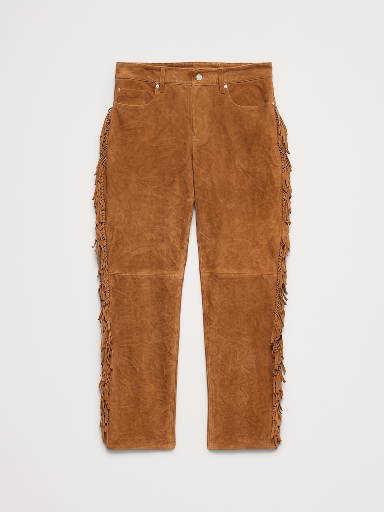 Heritage Straight-Leg Fringe Suede Pant