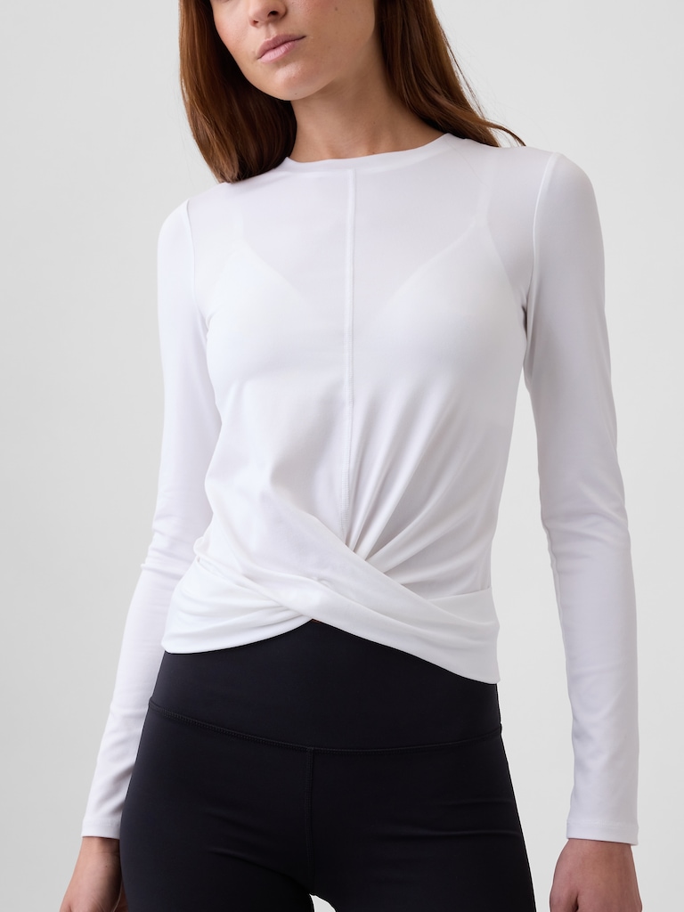 GapFit Brushed Jersey Crossover Top