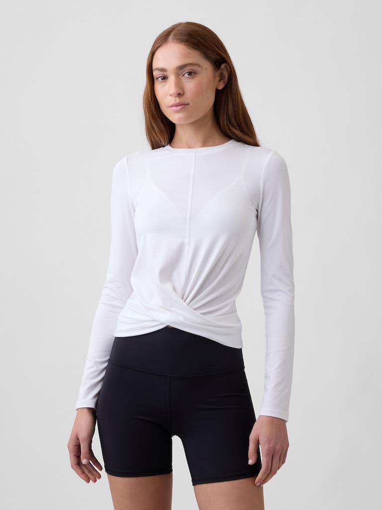 GapFit Brushed Jersey Crossover Top