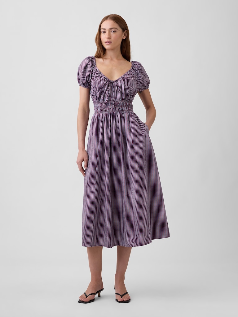 Puff Sleeve V-Neck Maxi Dress