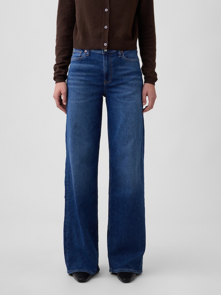 Mid Rise Wide-Leg Sweatpant Jeans
