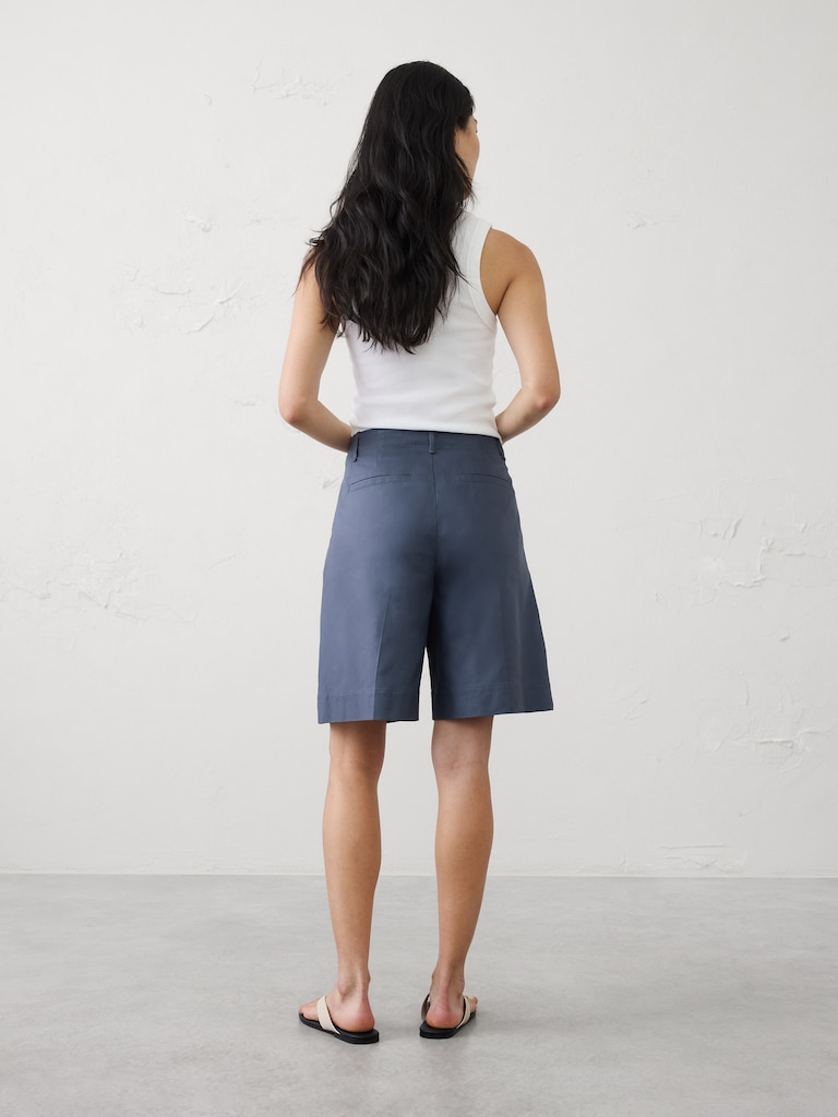 High-Rise Twill Bermuda Short