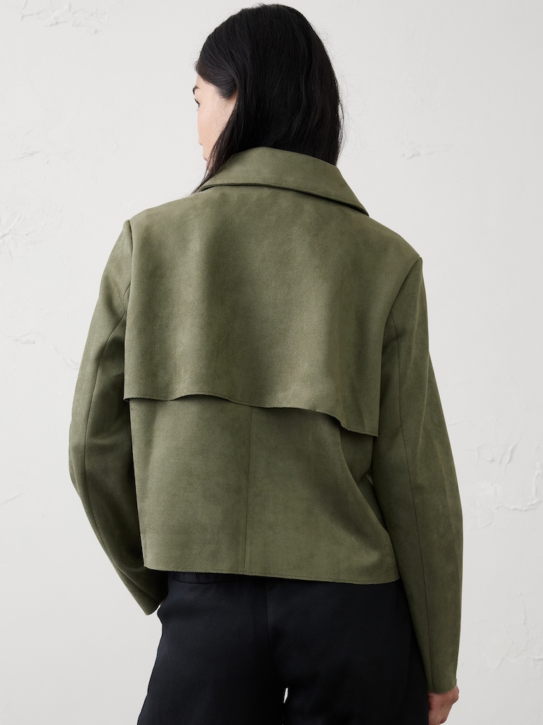Vegan Suede Short Trench