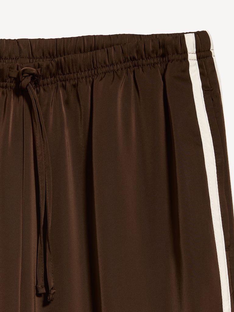 High-Waisted Satin Track Pants