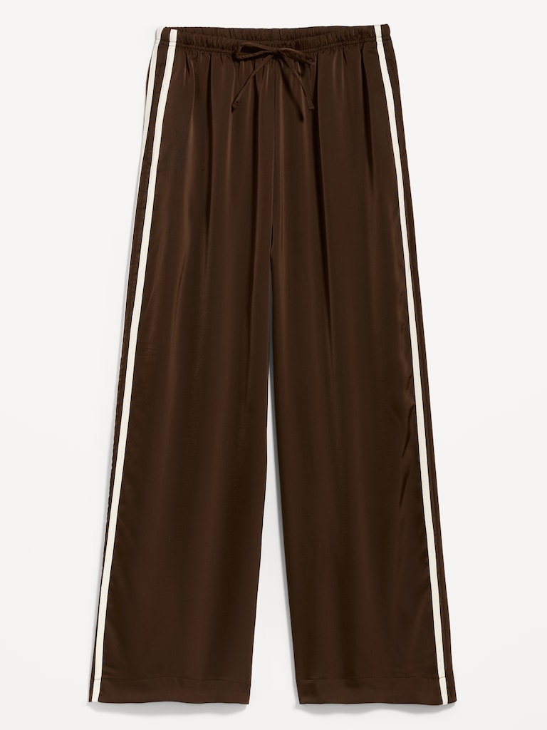 High-Waisted Satin Track Pants