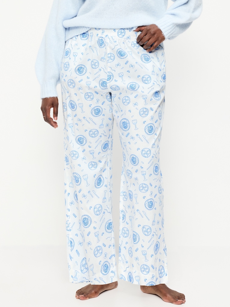High-Waisted Poplin Pajama Pant