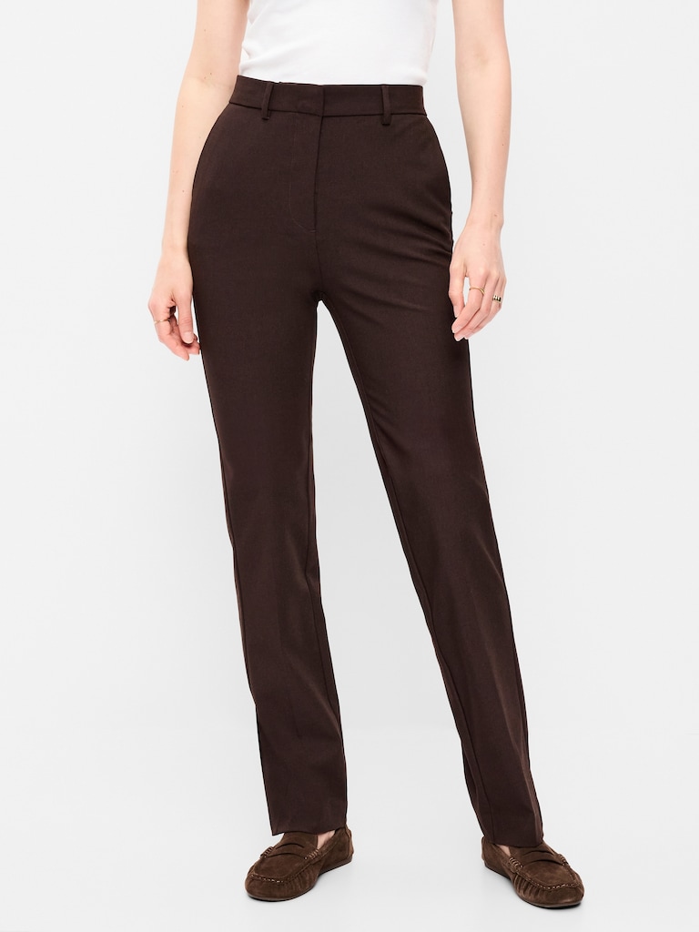 Extra High-Waisted Straight-Leg Twill Pants