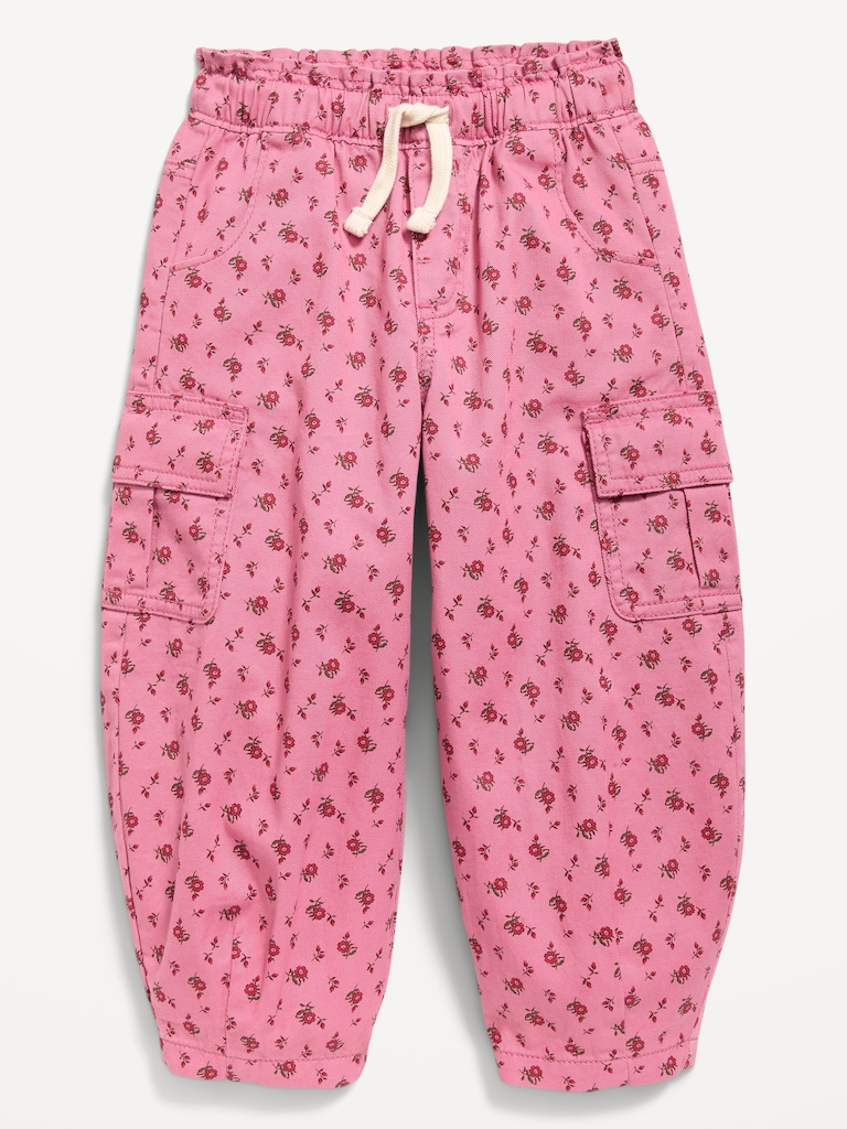 Pull-On Barrel-Leg Cargo Pants for Toddler Girls