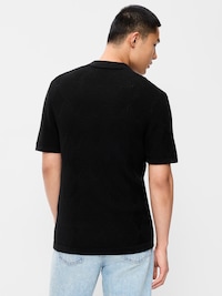 Mixed-Stitch Polo Sweater