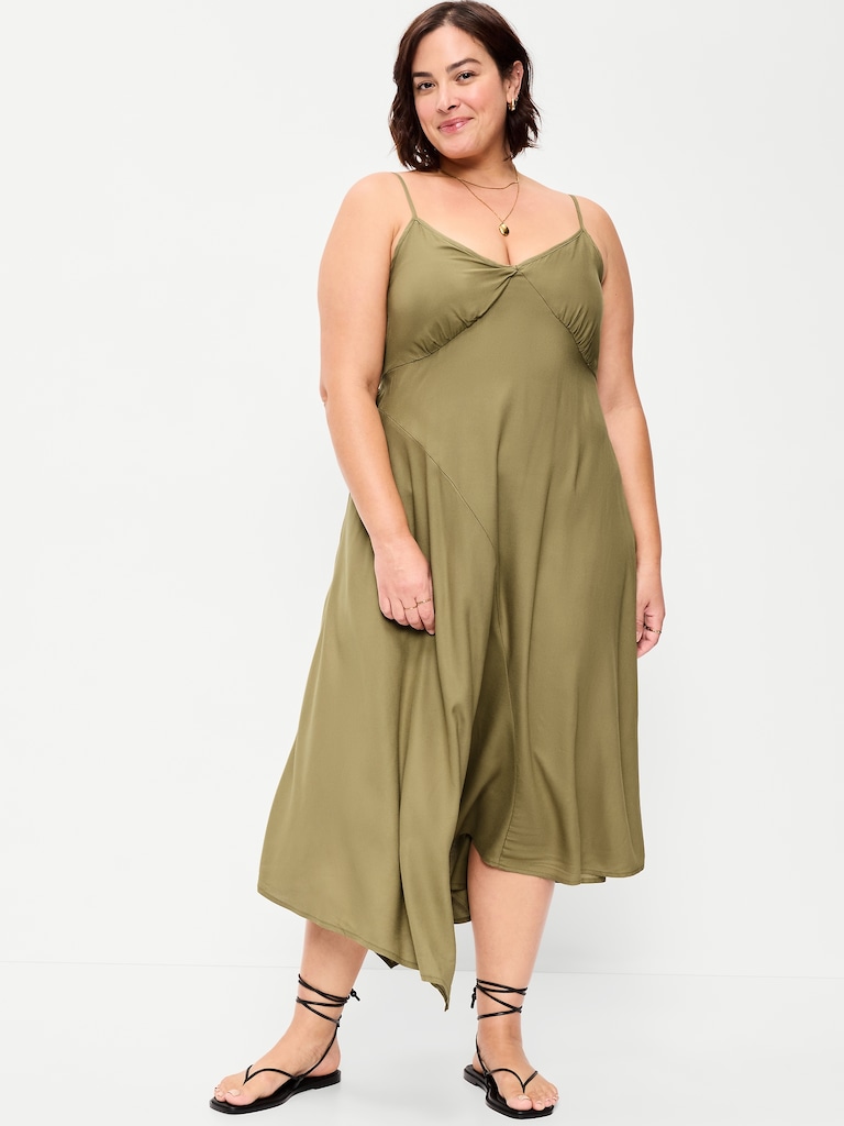 Fit & Flare Tie-Back Asymmetrical Midi Dress