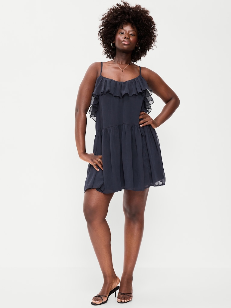 Ruffle-Front Flounce Mini Dress