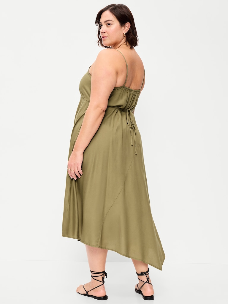 Fit & Flare Tie-Back Asymmetrical Midi Dress