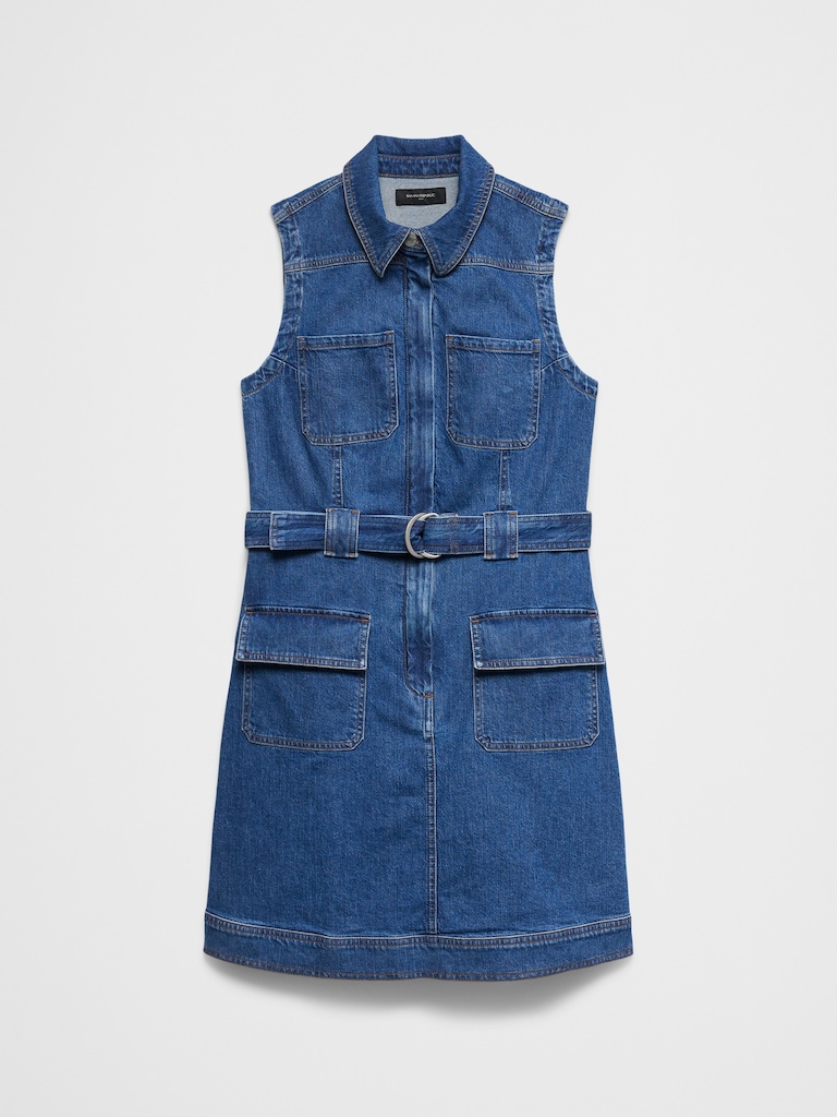 Patchwork Denim Utility Mini Dress