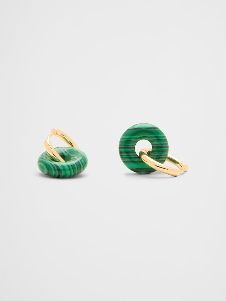 Stone Donut Hoop Earrings