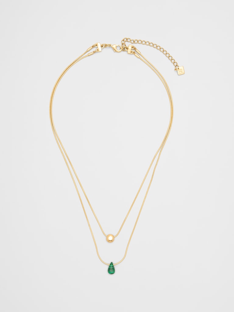 Layered Stone Pendant Necklace