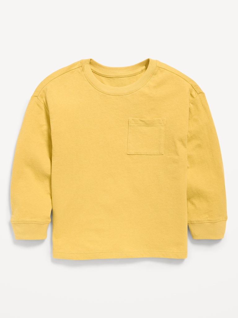 Oversized Long-Sleeve Pocket T-Shirt for Toddler Boys