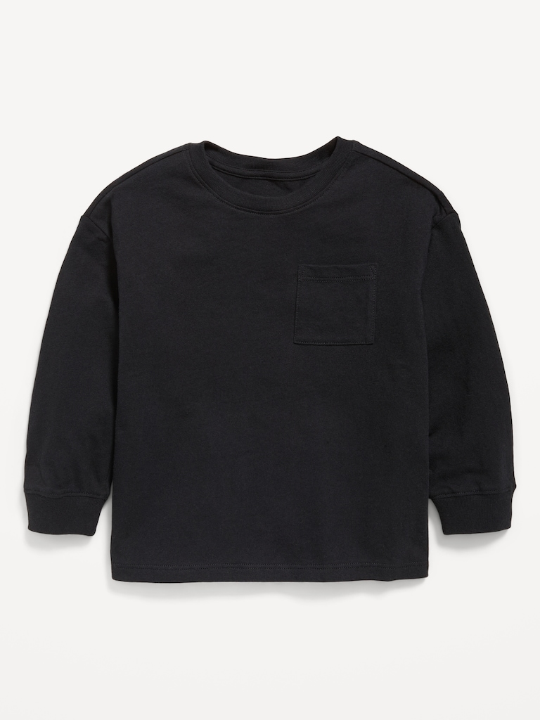 Oversized Long-Sleeve Pocket T-Shirt for Toddler Boys