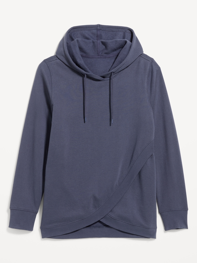 Maternity Fleece Crossover Nursing Tunic Hoodie Sweatshirt