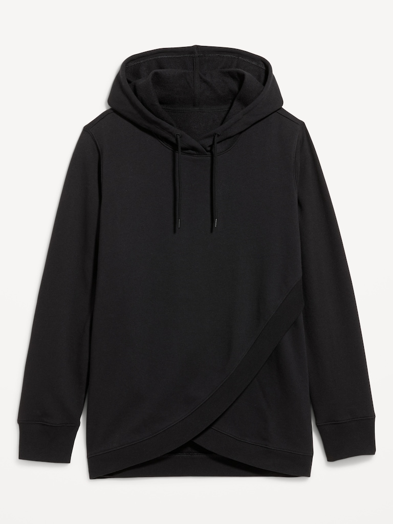 Maternity Fleece Crossover Nursing Tunic Hoodie Sweatshirt