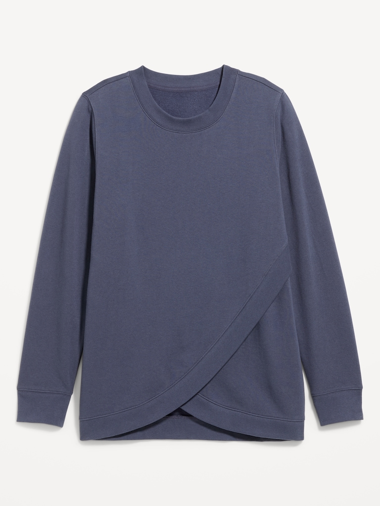 Maternity Fleece Crossover Nursing Tunic Hoodie Sweatshirt
