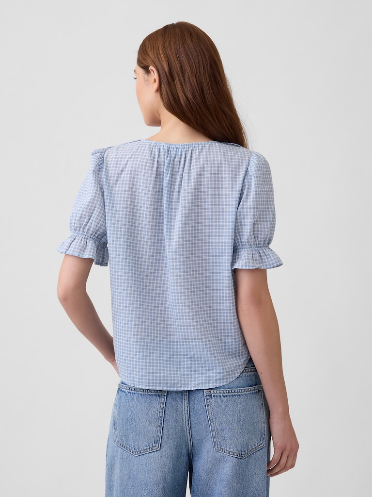 Relaxed V-Neck Ruffle Top