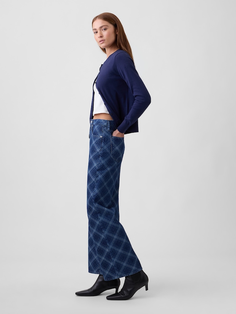 High Rise Print Wide-Leg Jeans