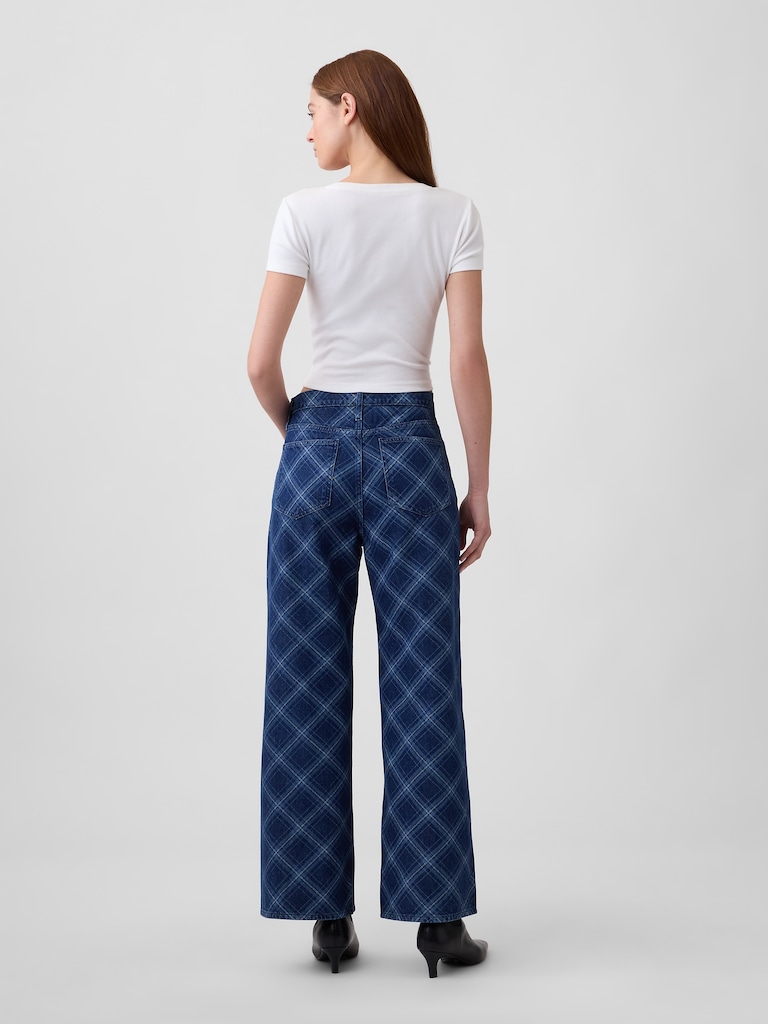 High Rise Print Wide-Leg Jeans