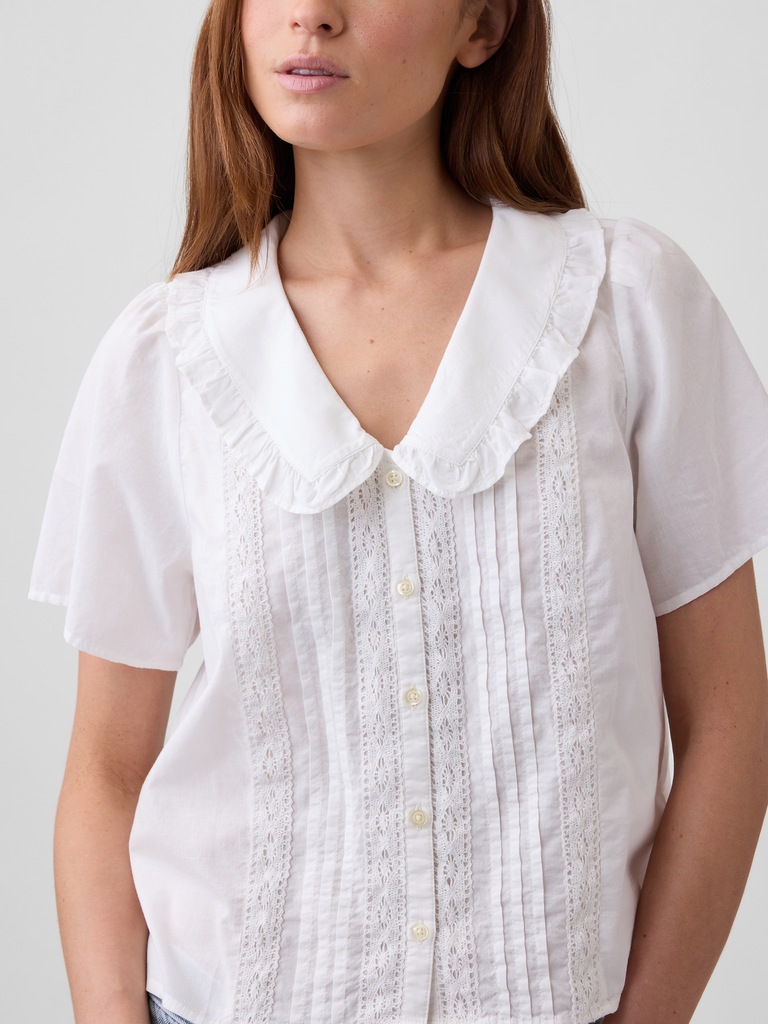Relaxed Lace-Trim Top