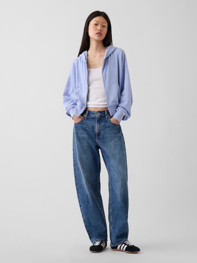 VintageSoft Terry Oversized Wedge Zip Hoodie