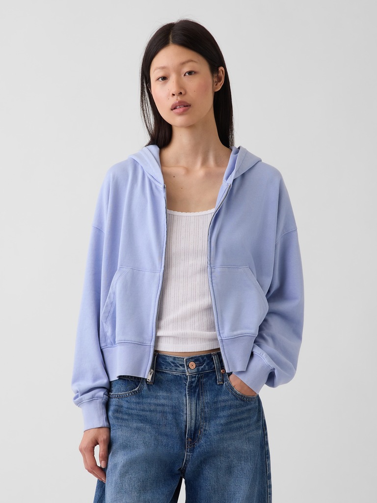 VintageSoft Terry Oversized Wedge Zip Hoodie