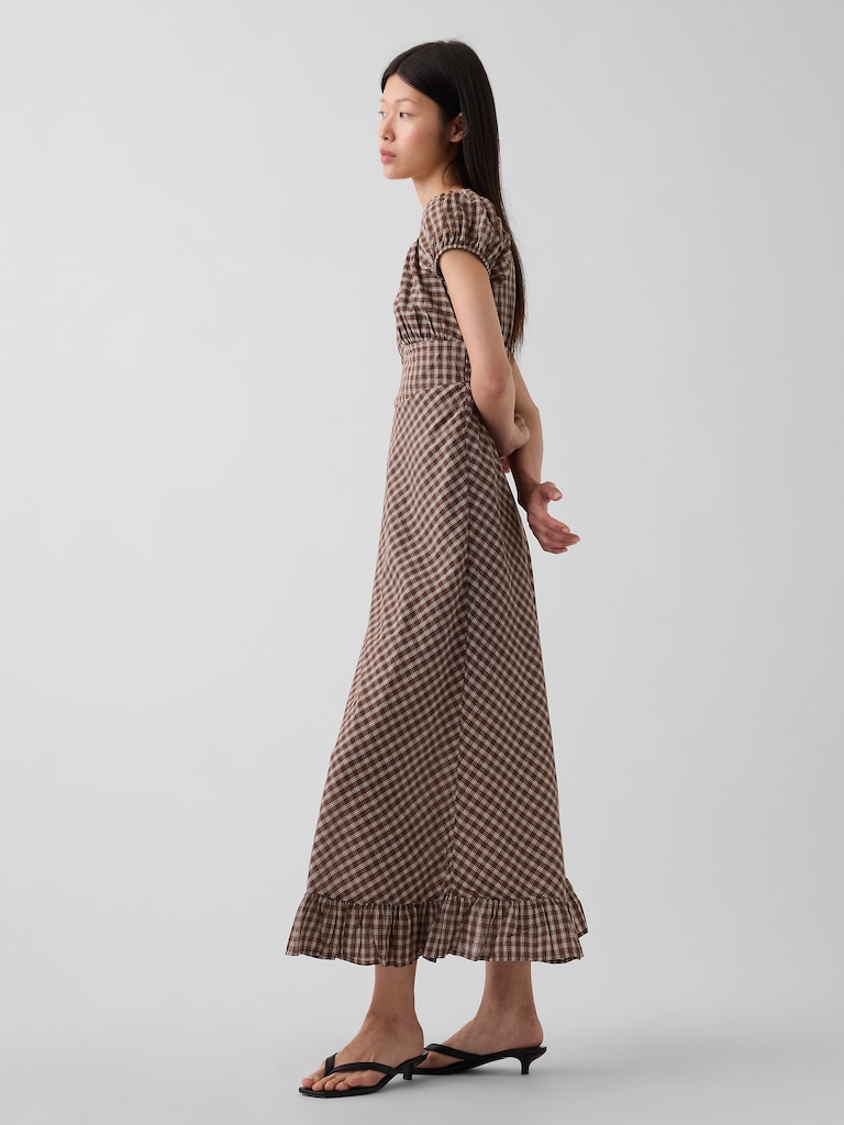 V-Neck Ruffle Hem Maxi Dress
