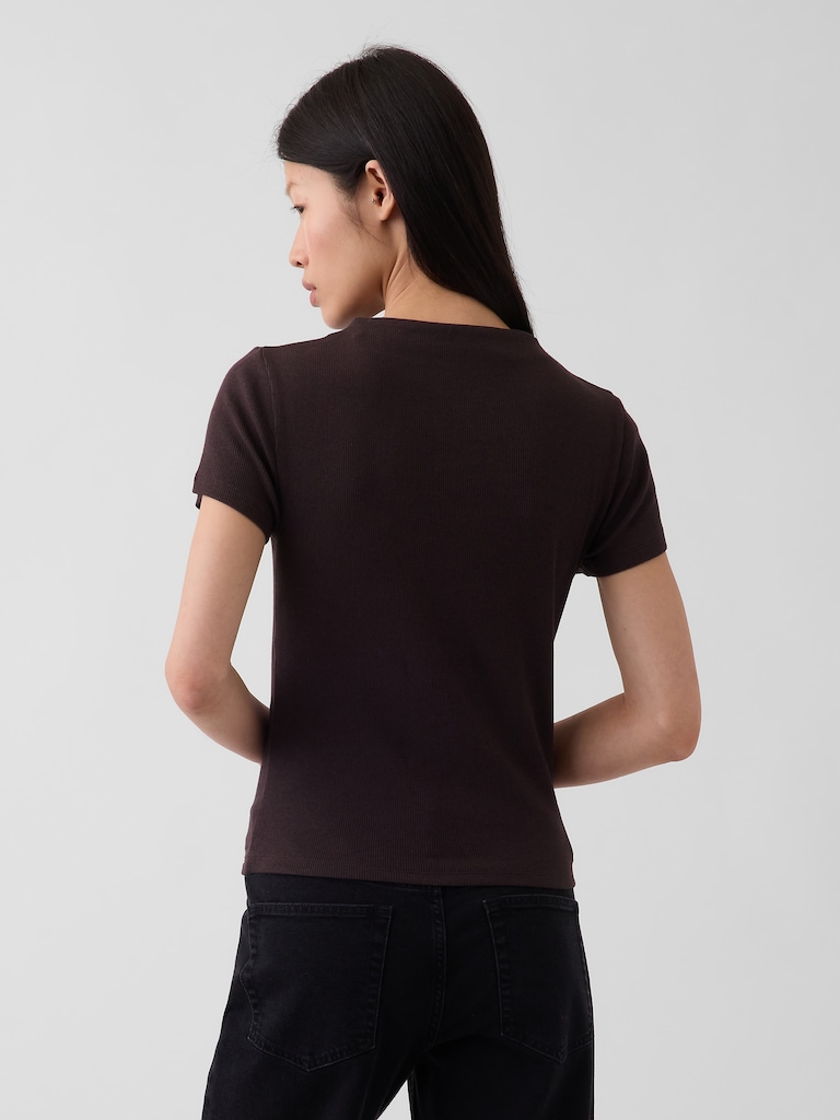 Modern Rib Mockneck Crop T-Shirt