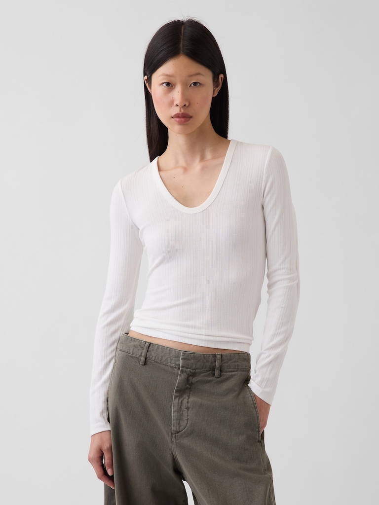 T-shirt côtelé transparent moderne