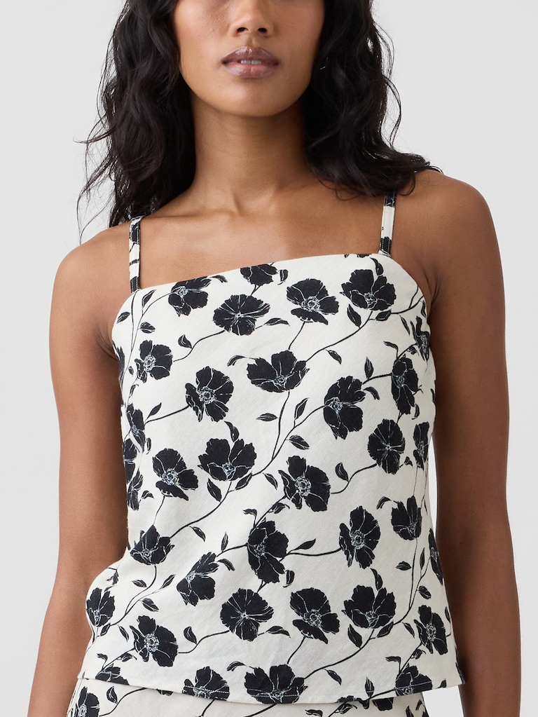 Linen-Blend Bias-Cut Top