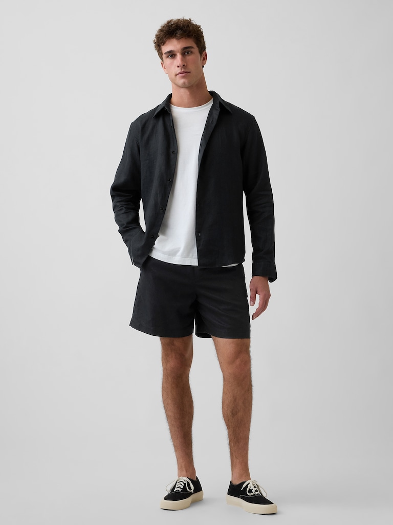 5.5" Linen-Blend Relaxed Shorts
