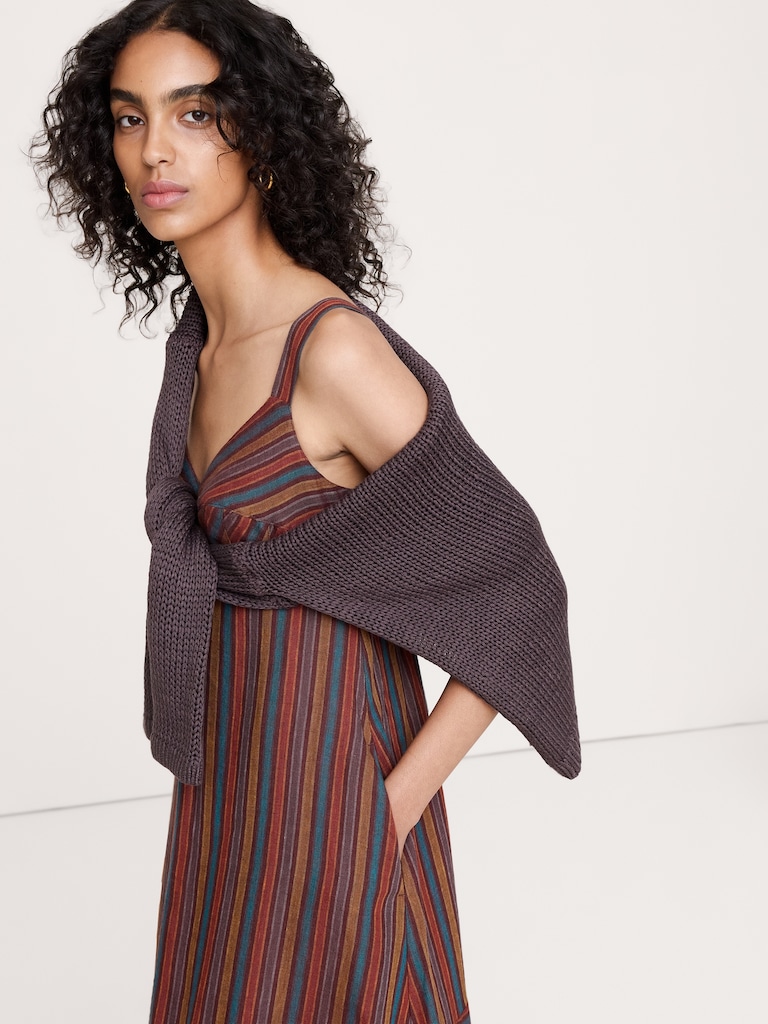 Linen Empire-Waist Maxi Dress