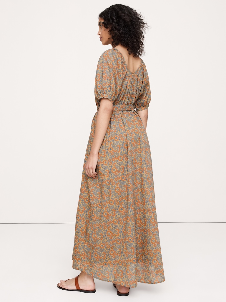 Lightweight Cotton Scoop-Neck Maxi Dress