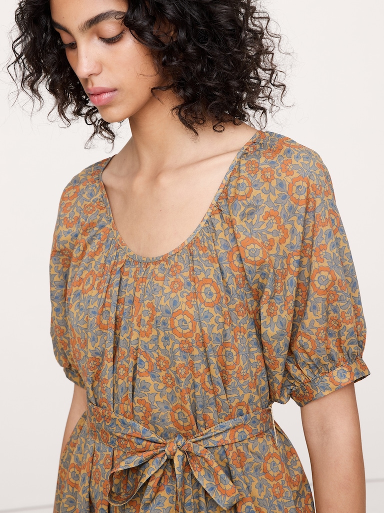 Lightweight Cotton Scoop-Neck Maxi Dress