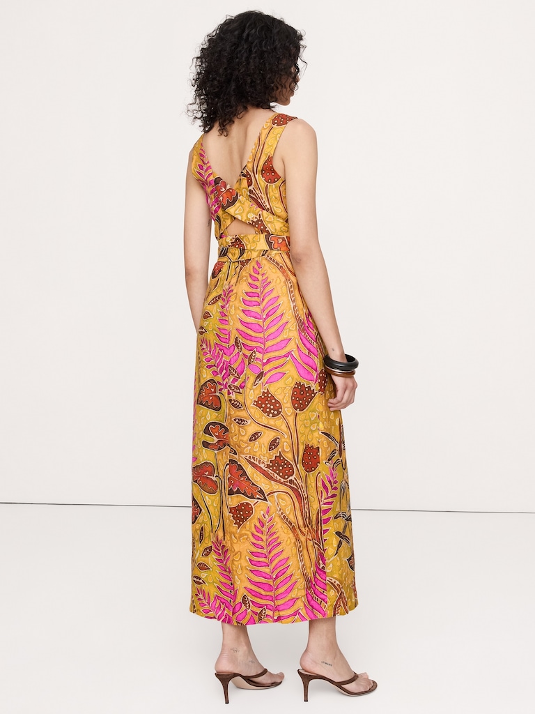 Linen Crossback Maxi Dress