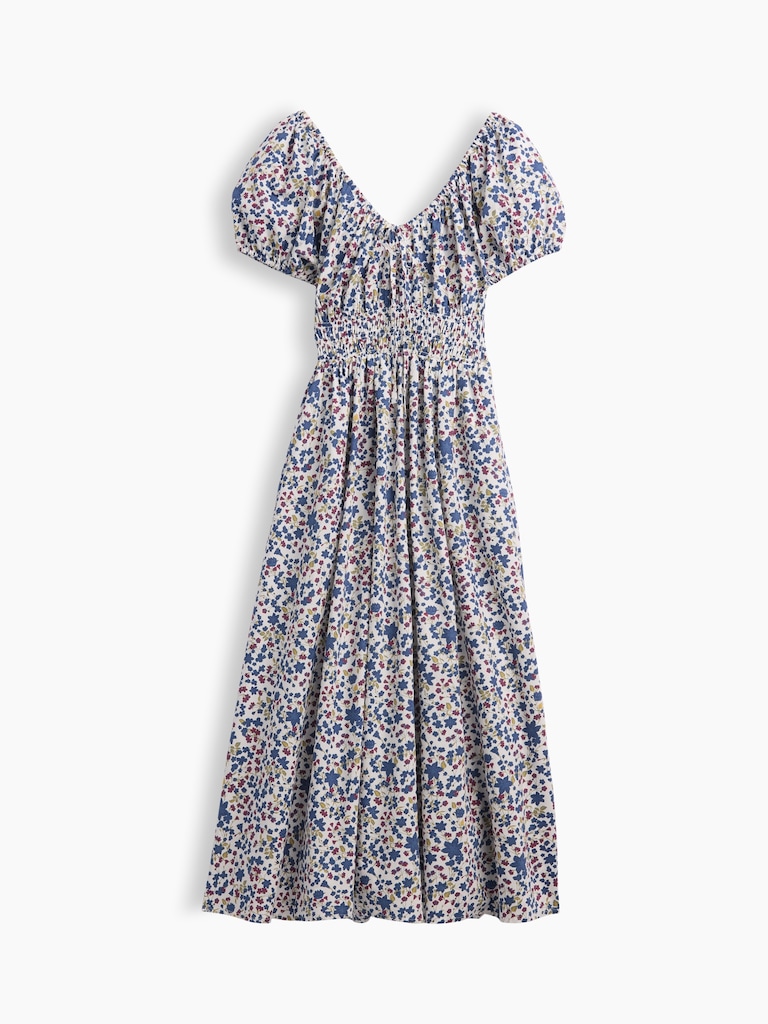 Puff Sleeve V-Neck Maxi Dress