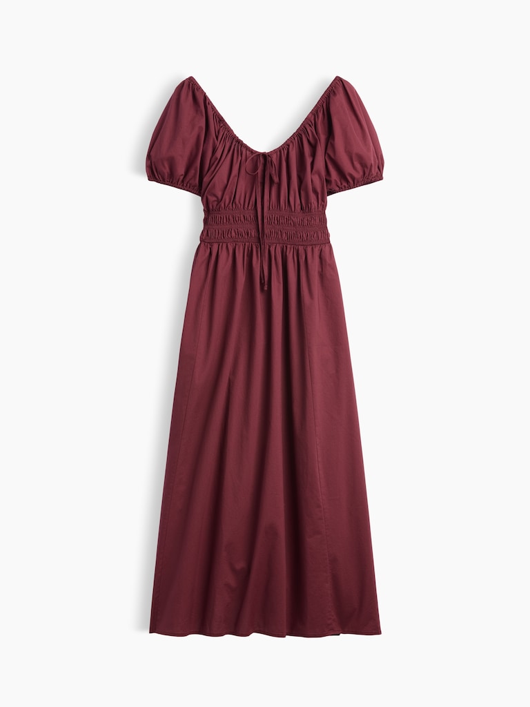 Puff Sleeve V-Neck Maxi Dress