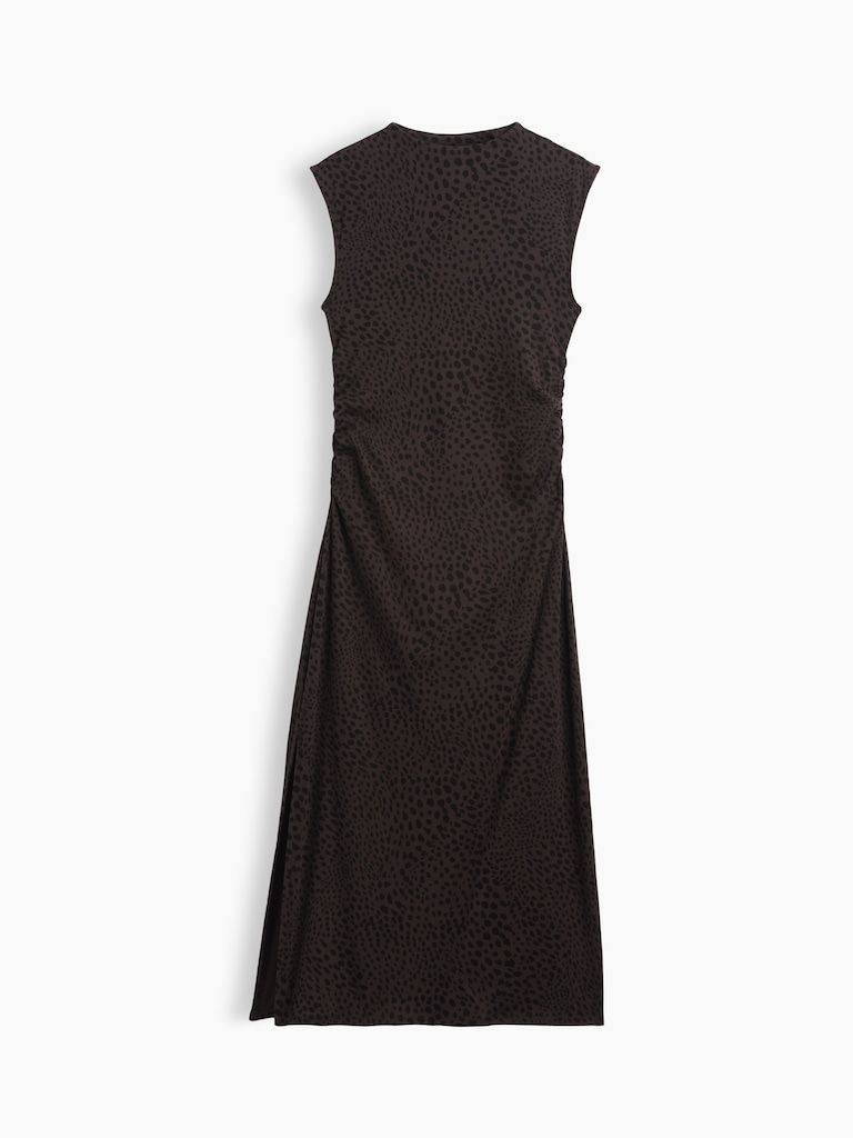 Modern Ribbed Sleeveless Mockneck Midi Dress