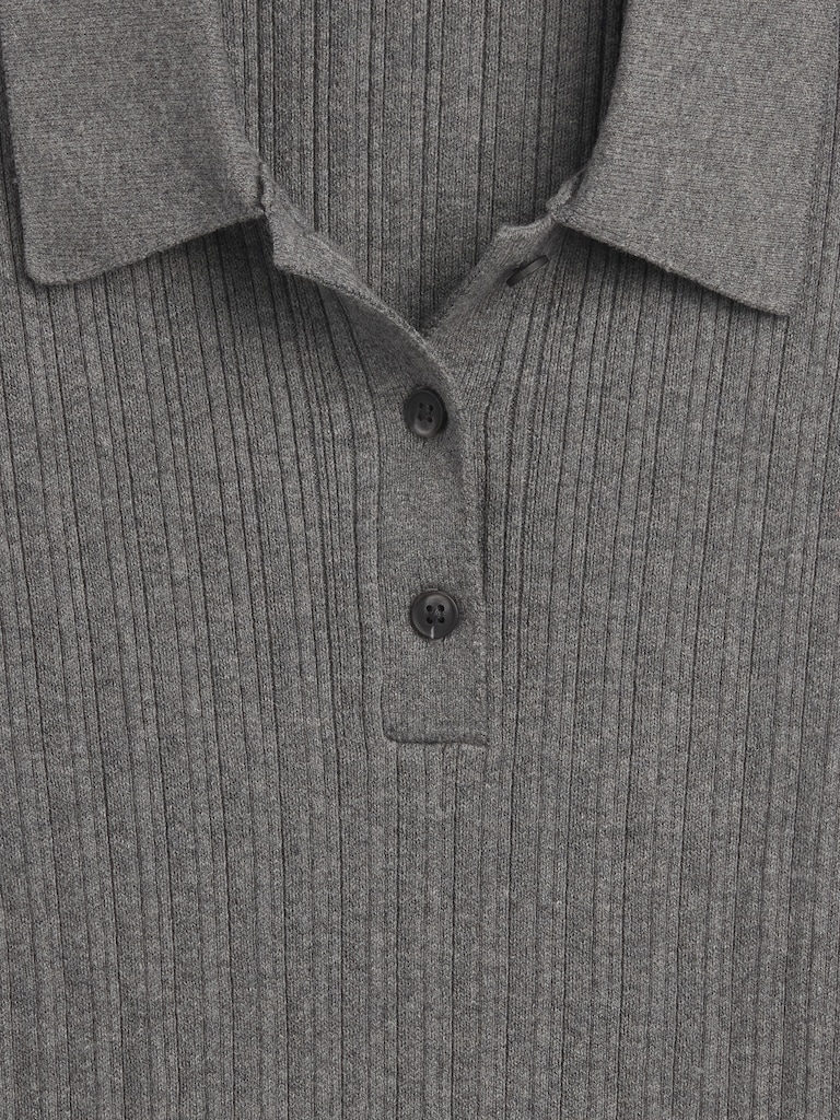 Ribbed Sweater Polo Shirt