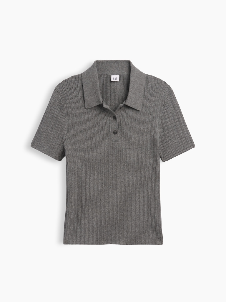 Ribbed Sweater Polo Shirt