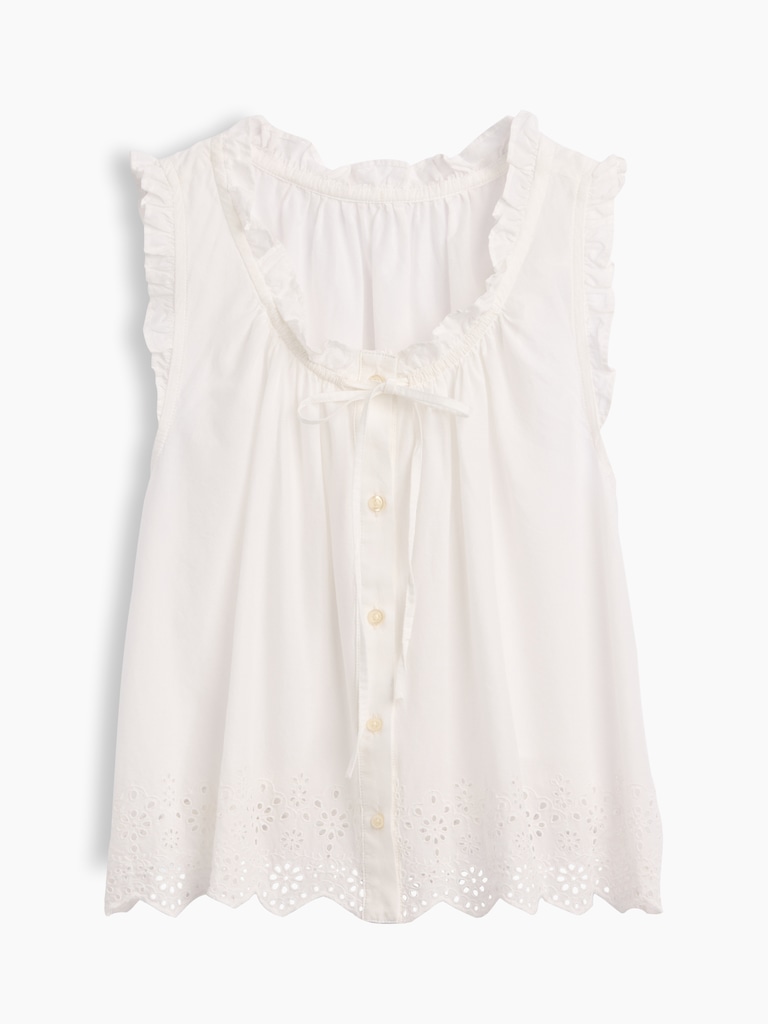 Relaxed Sleeveless Button-Up Top