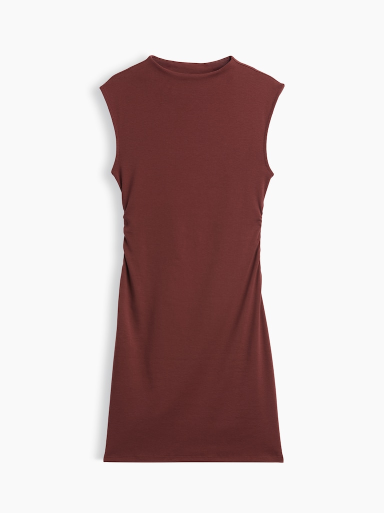 Modern Ribbed Ruched Mini Dress