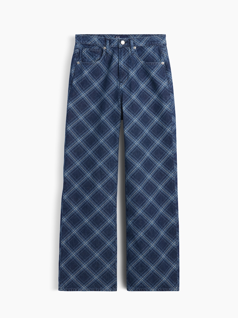 High Rise Print Wide-Leg Jeans