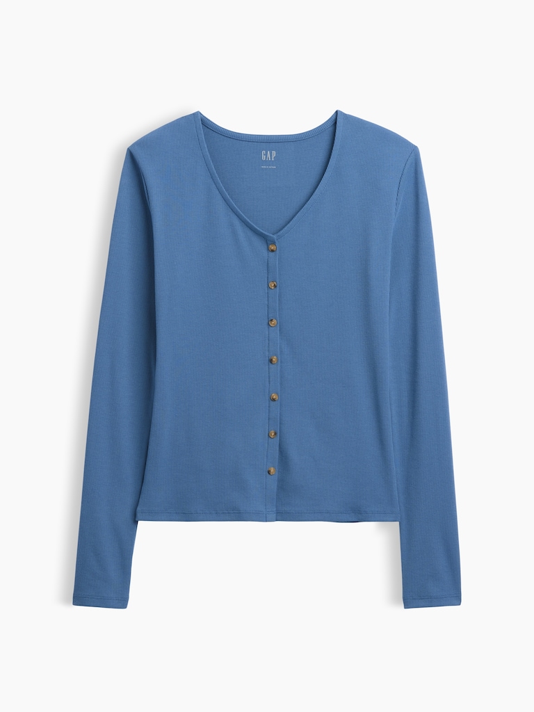 Fitted Ribbed V-Neck Top