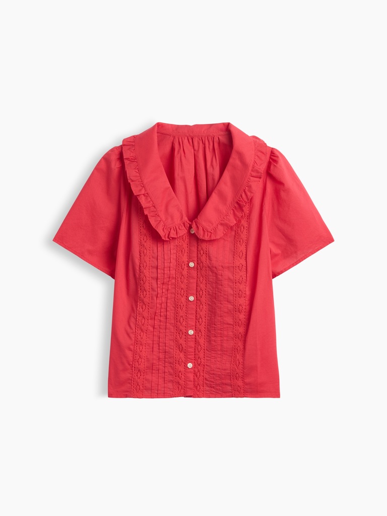 Relaxed Lace-Trim Top