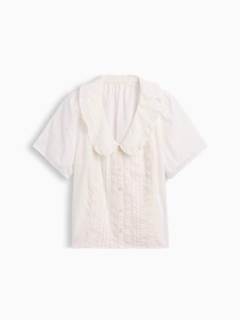 Relaxed Lace-Trim Top